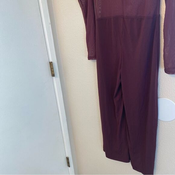 WEISSMAN Balera Dance Costume burgundy Culotte Unitard With Mesh MJ11187 MA - Picture 5 of 13